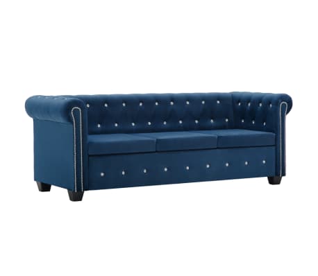 vidaXL Set de sofás Chesterfield 2 pzas tapicería de terciopelo azul