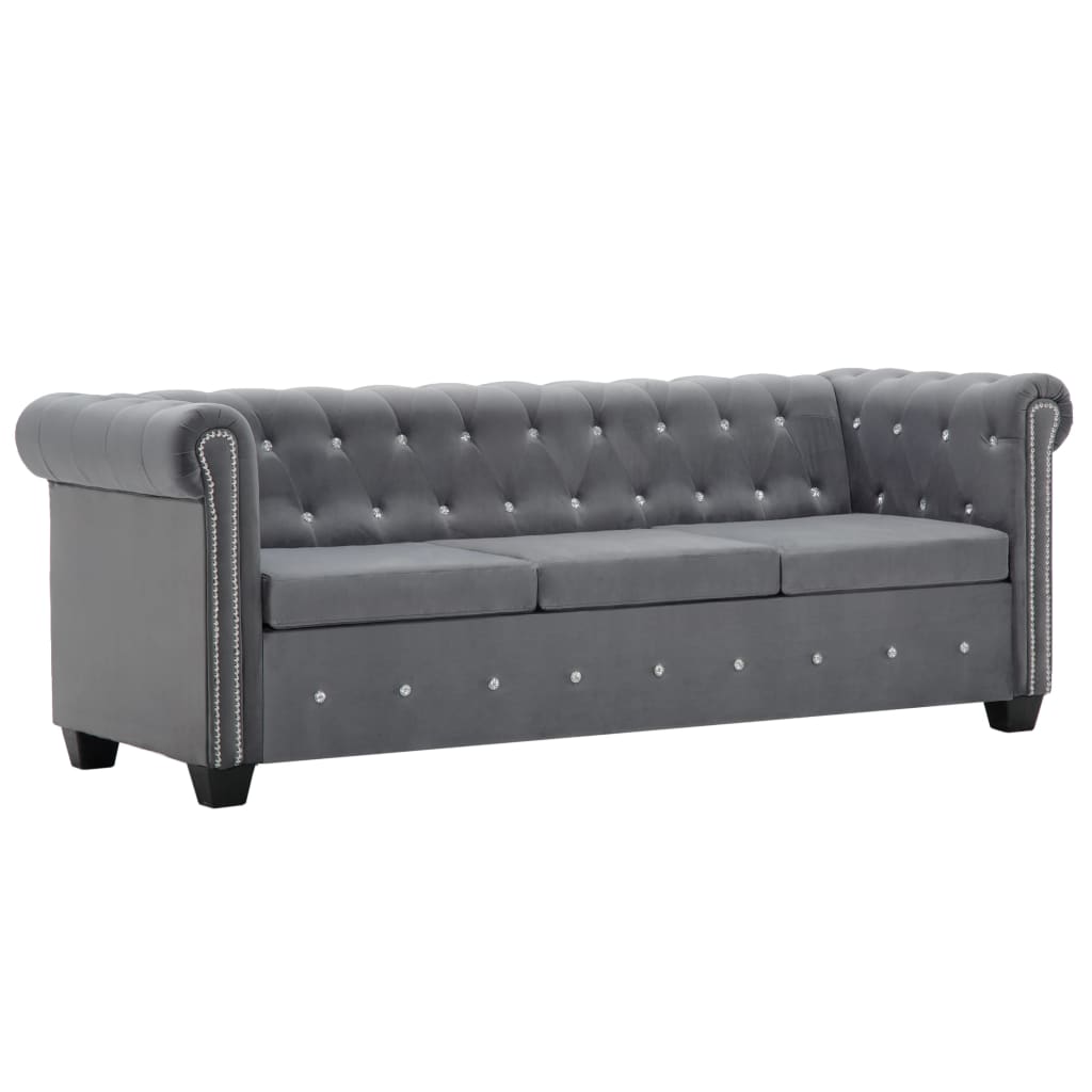 vidaXL Chesterfield sofa set 2 komada baršunasta presvlaka sivi