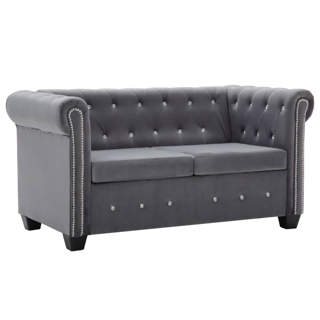  Canapé Chesterfield 2 pcs Revêtement en velours Gris