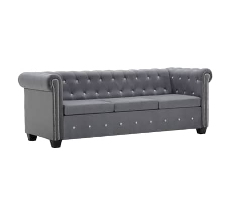 vidaXL Set Divani Chesterfield 2 pz Rivestimento in Velluto Grigio