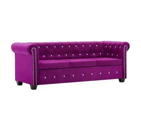 vidaXL Chesterfield sofos kompl., 2d., aksominis apmušalas, violet.