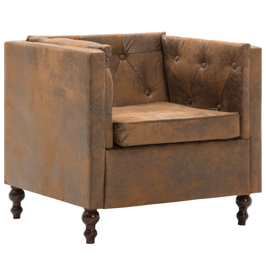 Комплект 2 Честърфийлд дивани дамаска кафяв велурена визия