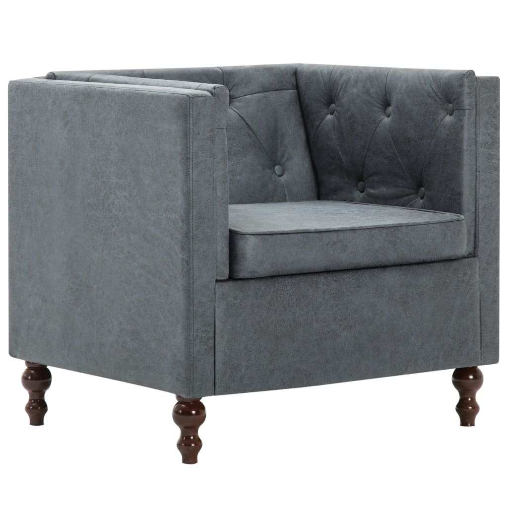 vidaXL 2-dijelni set sofa Chesterfield s presvlakom od tkanine sivi