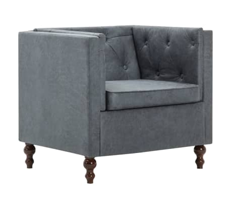 vidaXL 3-dijelni set sofa Chesterfield s presvlakom od tkanine sivi