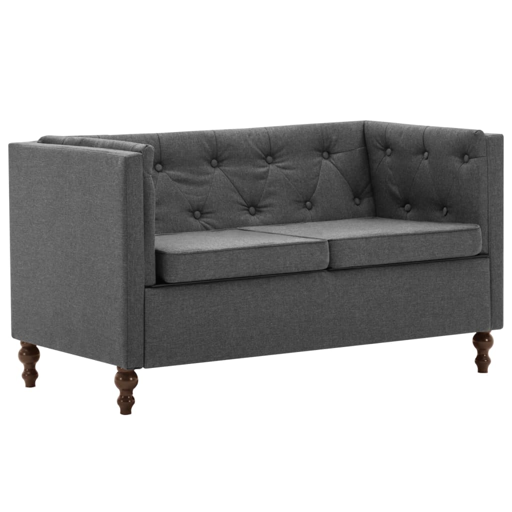 

vidaXL Bankstel Chesterfield-stijl stoffen bekleding donkergrijs 2-delig
