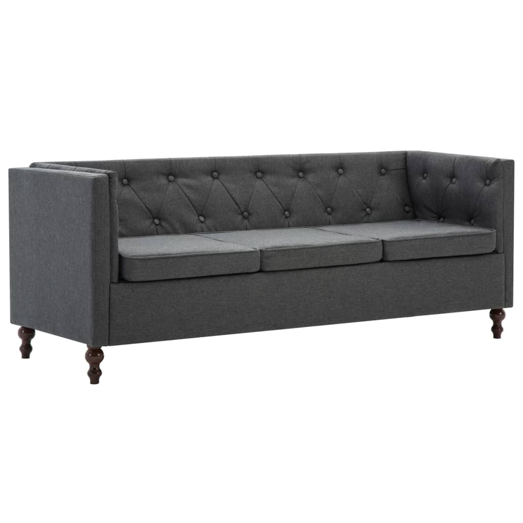 

vidaXL Bankstel Chesterfield-stijl stoffen bekleding donkergrijs 2-delig