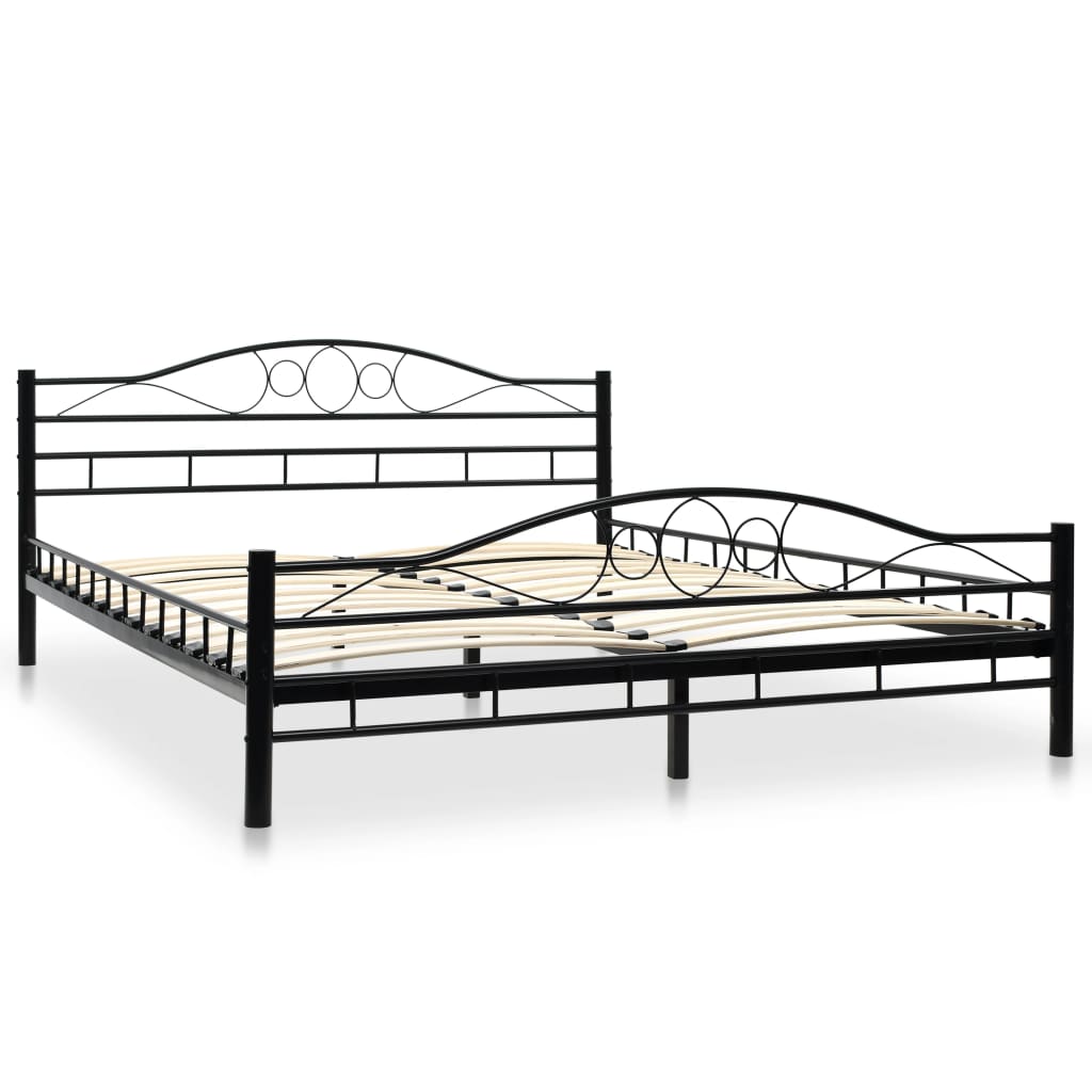 vidaXL Bed met matras gekruld ontwerp metaal zwart 160x200 cm