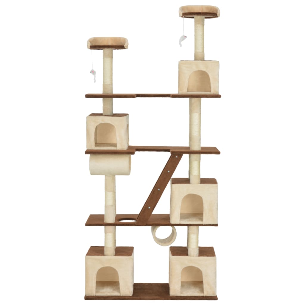 vidaXL Arbre à chat avec griffoirs en sisal Beige 225 cm