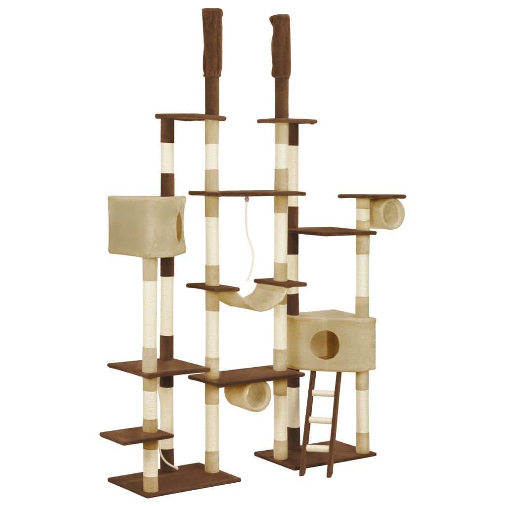 vidaXL Ansamblu pentru pisici cu stâlpi din funie sisal, maro, 234 cm