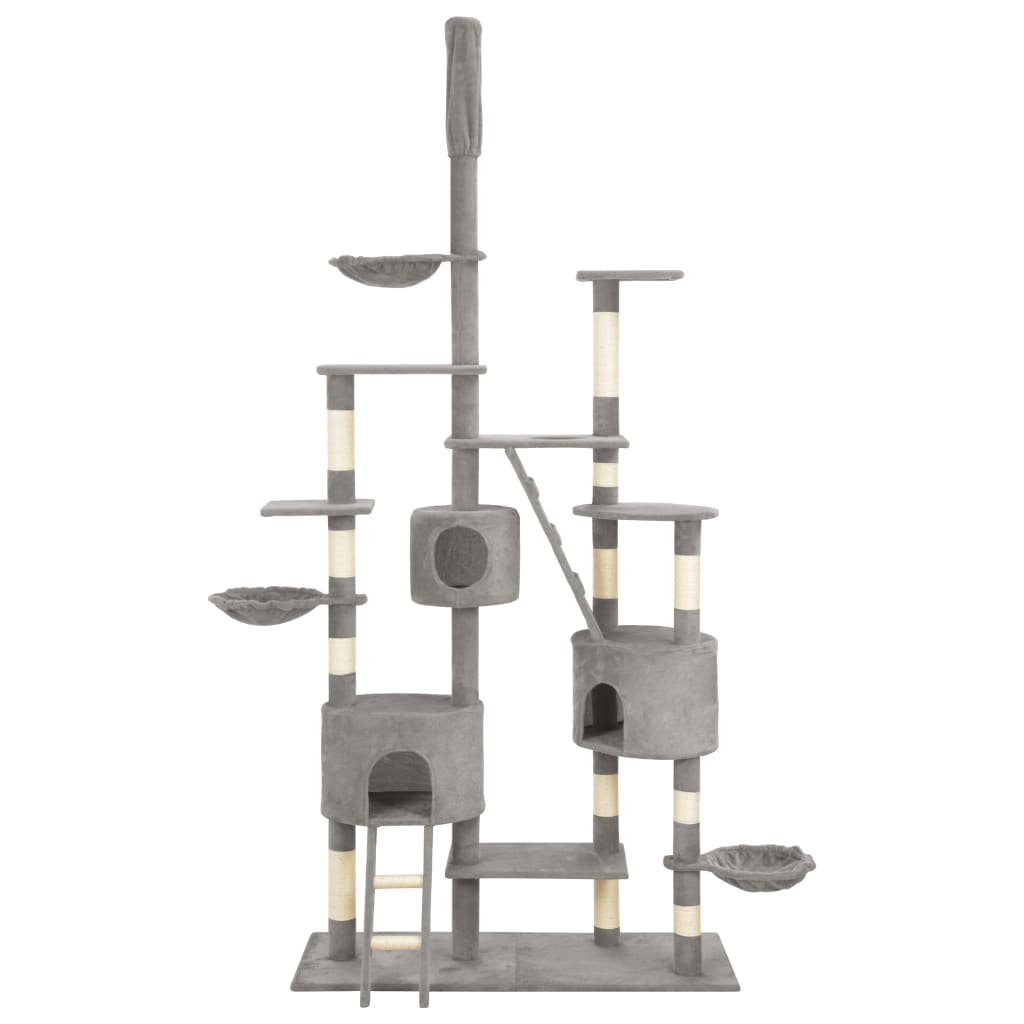 vidaXL Ansamblu pentru pisici cu stâlpi funie sisal, gri, 255 cm