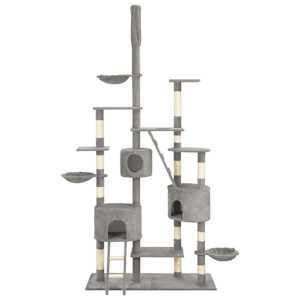 vidaXL Draskyklė katėms su stovais i&scaron; sizalio, pilka, 255cm