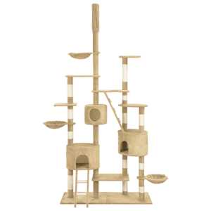 vidaXL Draskyklė katėms su stovais i&scaron; sizalio, smėlio spalvos, 255cm