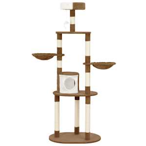 vidaXL Draskyklė katėms su stovais i&scaron; sizalio, rudos spalvos, 180 cm