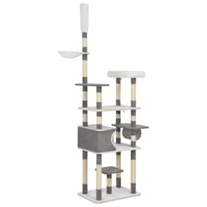 vidaXL Draskyklė katėms su stovais i&scaron; sizalio, pilkos spalvos, 235cm