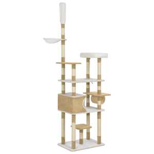 vidaXL Draskyklė katėms su stovais i&scaron; sizalio, smėlio spalvos, 235cm