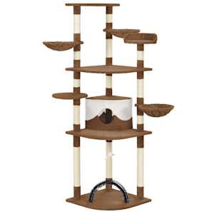 vidaXL Draskyklė katėms su stovais i&scaron; sizalio, rudos spalvos, 190cm