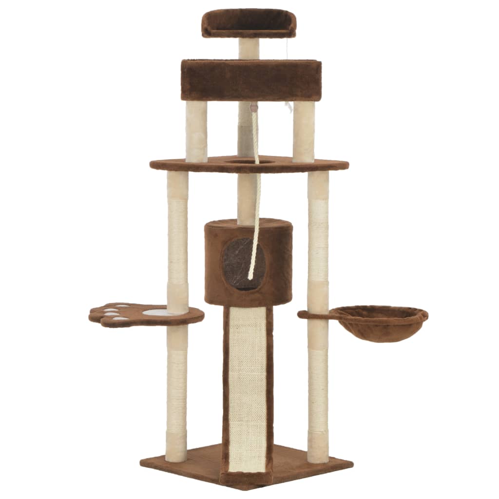 vidaXL Cat Tree with Sisal Scratching Posts Brown 145 cm