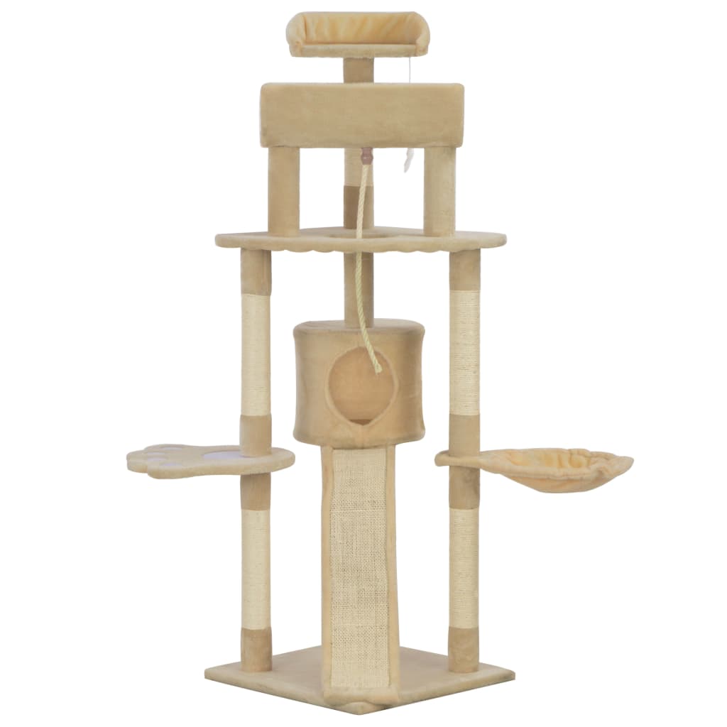 

vidaXL Kattenkrabpaal met sisal krabpalen 145 cm beige