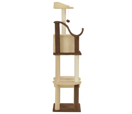 vidaXL Albero per Gatti con Tiragraffi in Sisal Marrone e Beige 155 cm