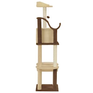 vidaXL Draskyklė katėms su stovais i&scaron; siz., rud. ir smėl. sp., 155cm