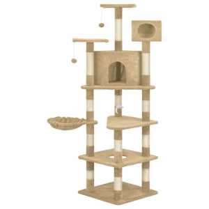 vidaXL Draskyklė katėms su stovais i&scaron; sizalio, smėlio sp., 165cm
