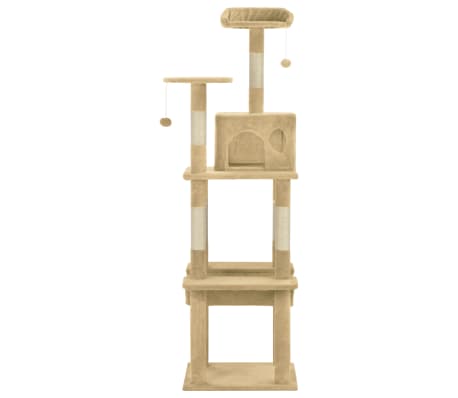 vidaXL Arbre à chat avec griffoirs en sisal Beige 165 cm