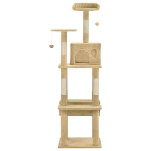 vidaXL Draskyklė katėms su stovais i&scaron; sizalio, smėlio sp., 165 cm