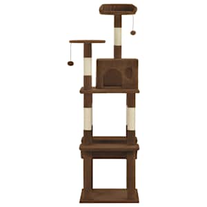 vidaXL Draskyklė katėms su stovais i&scaron; sizalio, rudos spalvos, 165 cm