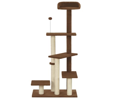 vidaXL Ansamblu pentru pisici, stâlp cu funie de sisal, maro, 125 cm
