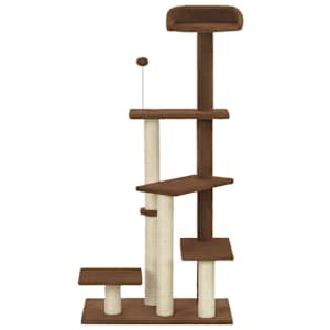 vidaXL Draskyklė katėms su stovu i&scaron; sizalio, rudos spalvos, 125 cm