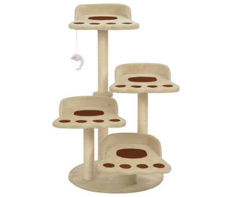 vidaXL Albero per Gatti con Tiragraffi in Sisal Beige 90 cm