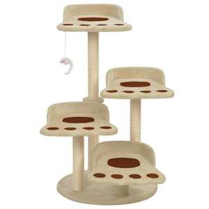 vidaXL Draskyklė katėms su stovais i&scaron; sizalio, smėlio sp., 90 cm