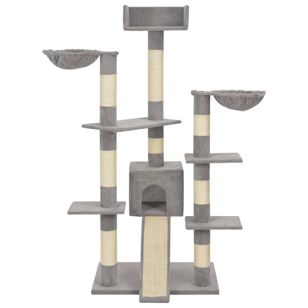 vidaXL Cat Tree with Sisal Scratching Posts Grey 183 cm XXL