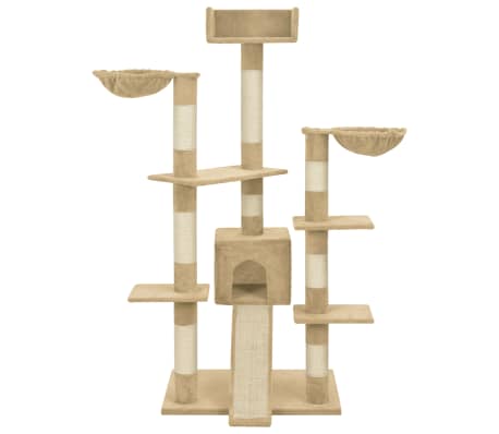 vidaXL Draskyklė katėms su stovais i&scaron; sizalio, smėlio, 183cm, XXL