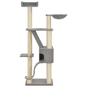 vidaXL Draskyklė katėms su stovais i&scaron; sizalio, pilka, 180cm, XXL