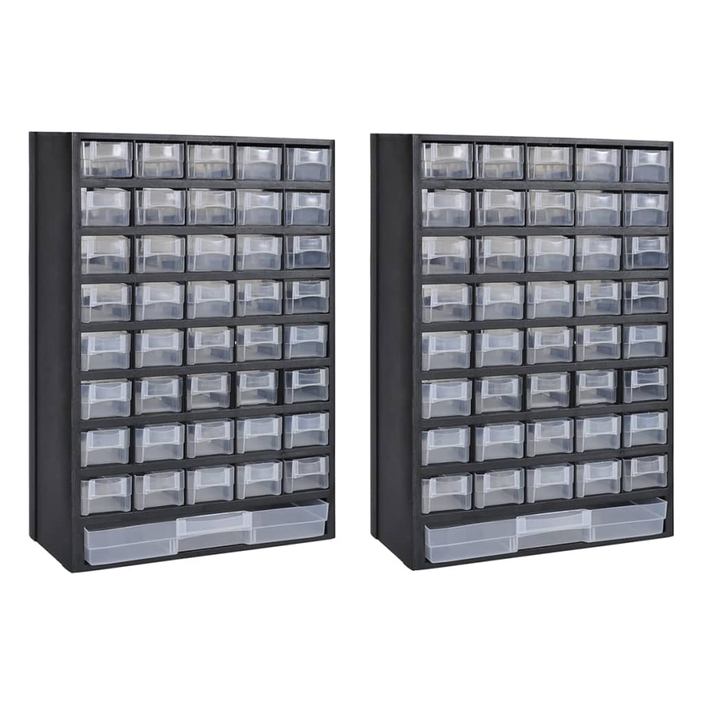 Image of vidaXL 41-Drawer Storage Cabinet Tool Box 2 pcs Plastic