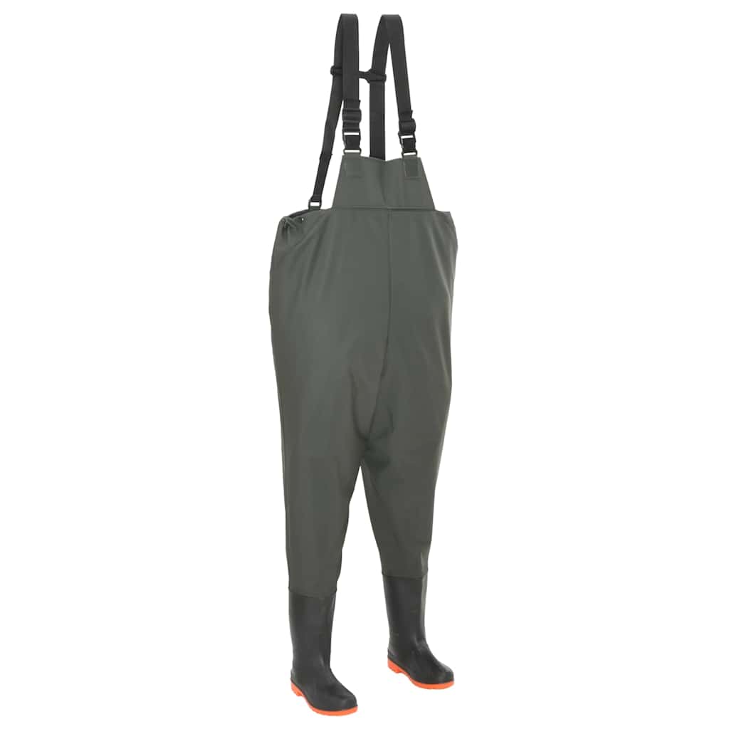 vidaXL Pantaloni de vânătoare cu cizme, verde, mărime 39