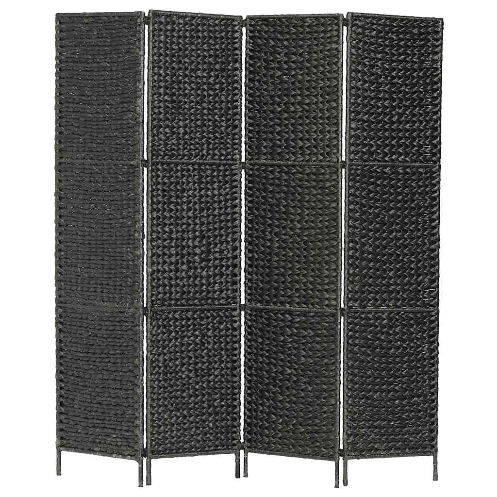 vidaXL Paravan cameră cu 4 panouri, negru, 154x160 cm, zambilă de apă