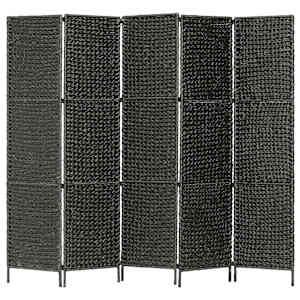 Paravan 5-delni 193x160 cm vodna hijacinta črn