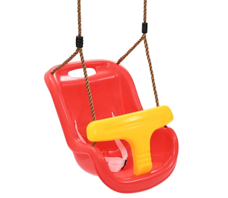 vidaXL Κούνια Παιδική με Ζώνη Ασφαλείας Κόκκινη από Πολυπροπυλένιο