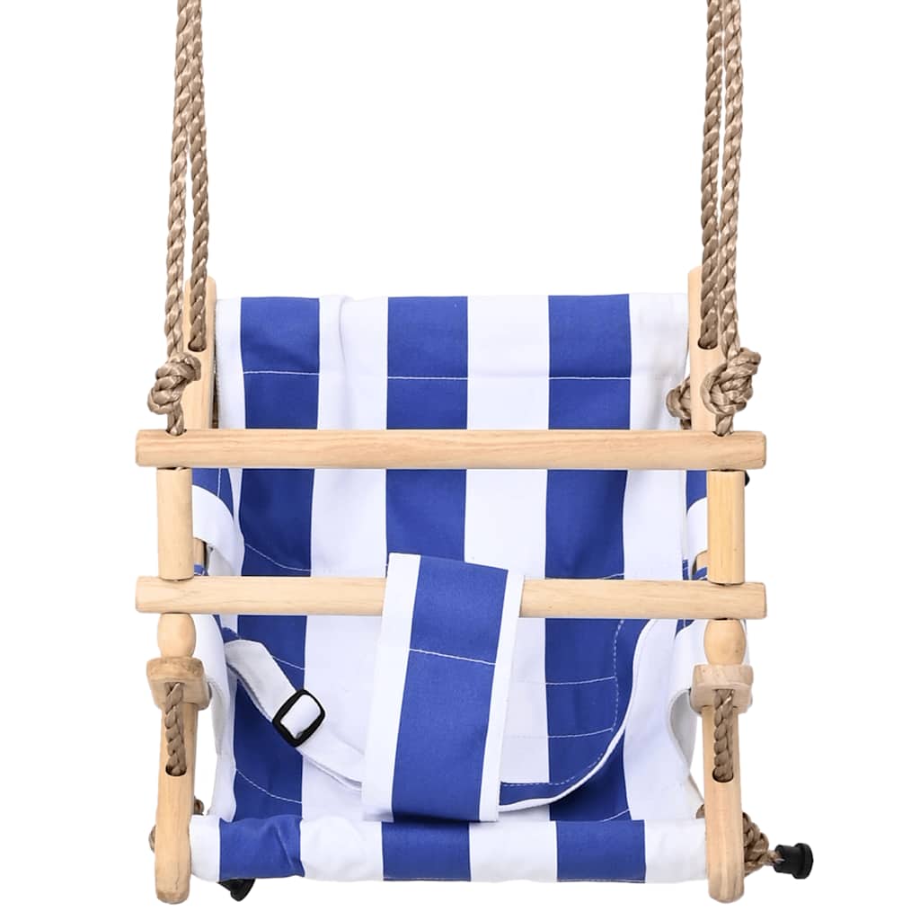 Thumbnail - vidaXL Babyschaukel mit Sicherheitsgurt Baumwolle Holz Blau