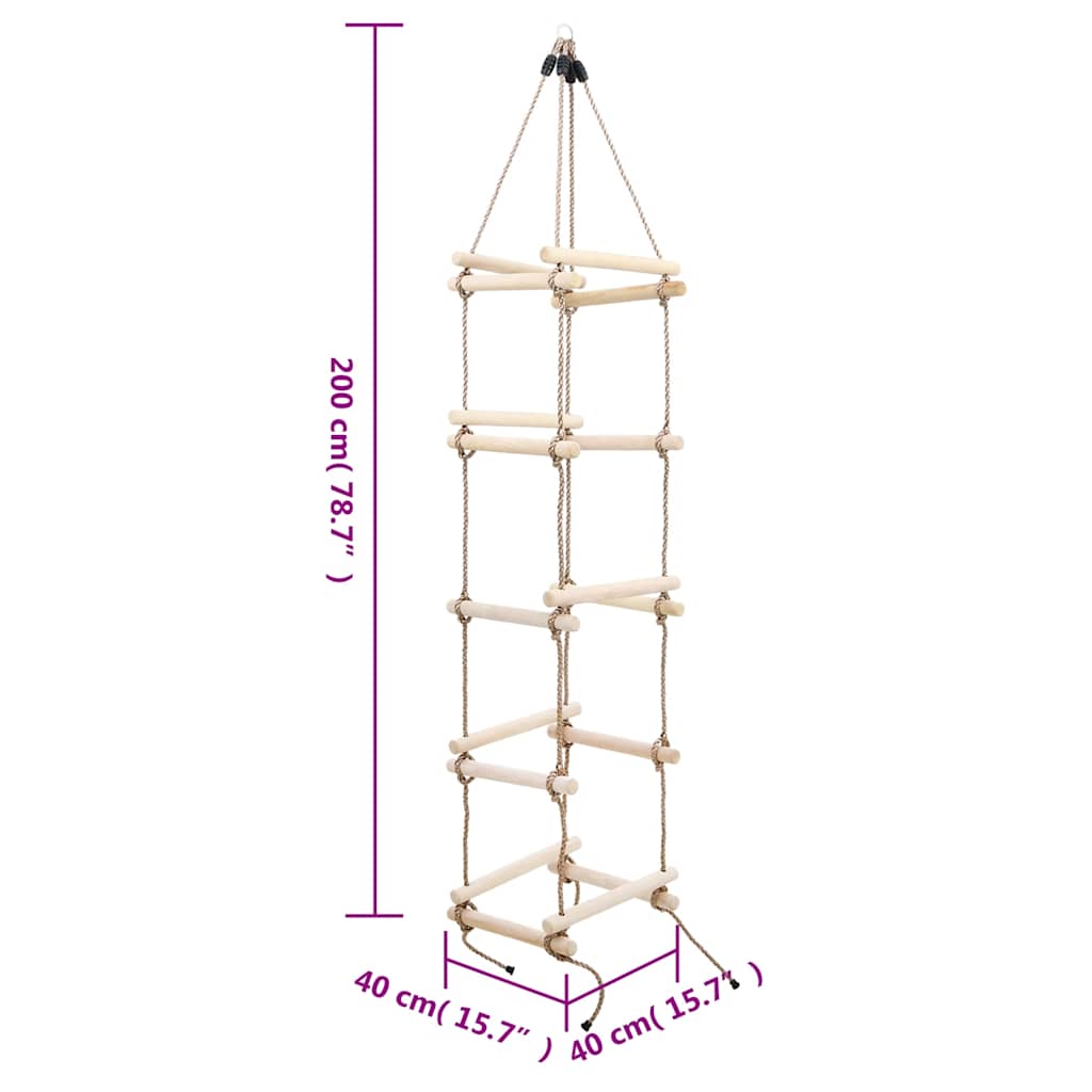 Échelle De Corde Pour Enfants 200 Cm Bois VidaXL 16 width=274