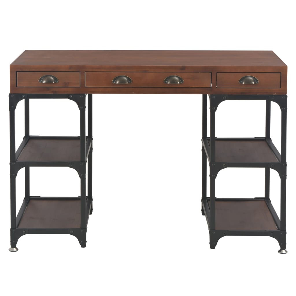 

vidaXL Bureau met 3 lades 110x50x78 cm massief vurenhout