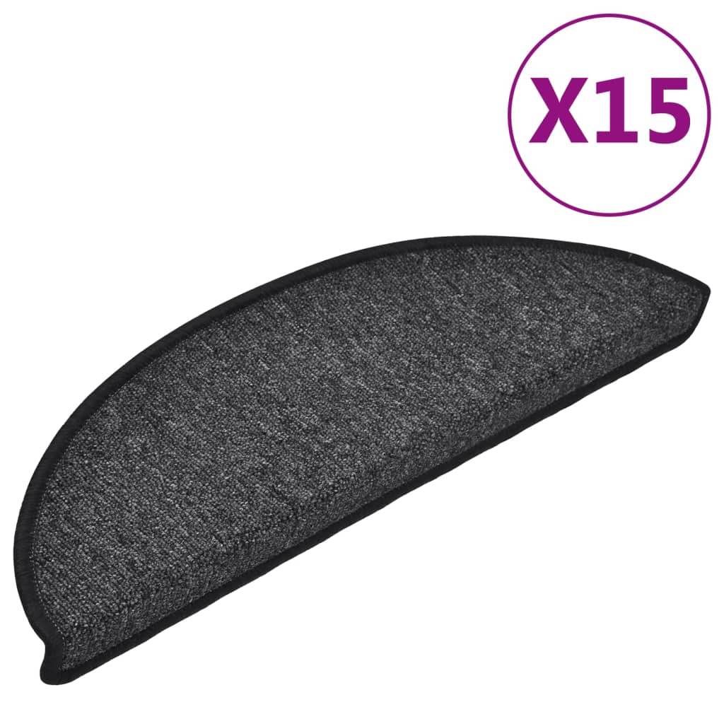 vidaXL Schodové rohože 15 ks 56x17x3 cm antracitové polkruhové
