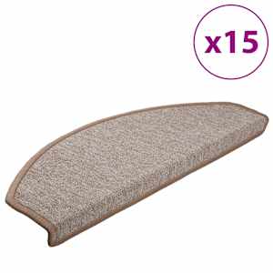 Schodové rohože 15 ks 65 x 24 x 4 cm světle hnědé, půlkulaté, velké - obrázek 2