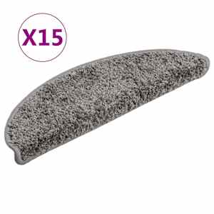 Schodové rohože 15 ks 56 x 17 x 3 cm šedé, půlkulaté - obrázek 2