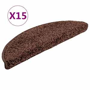 Schodové rohože 15 ks 56 x 17 x 3 cm hnědé půlkulaté - obrázek 2