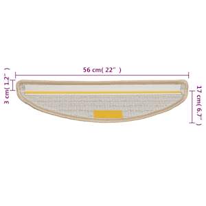 Schodové rohože 15 ks 56x17x3 cm krémové, půlkulaté - obrázek 8
