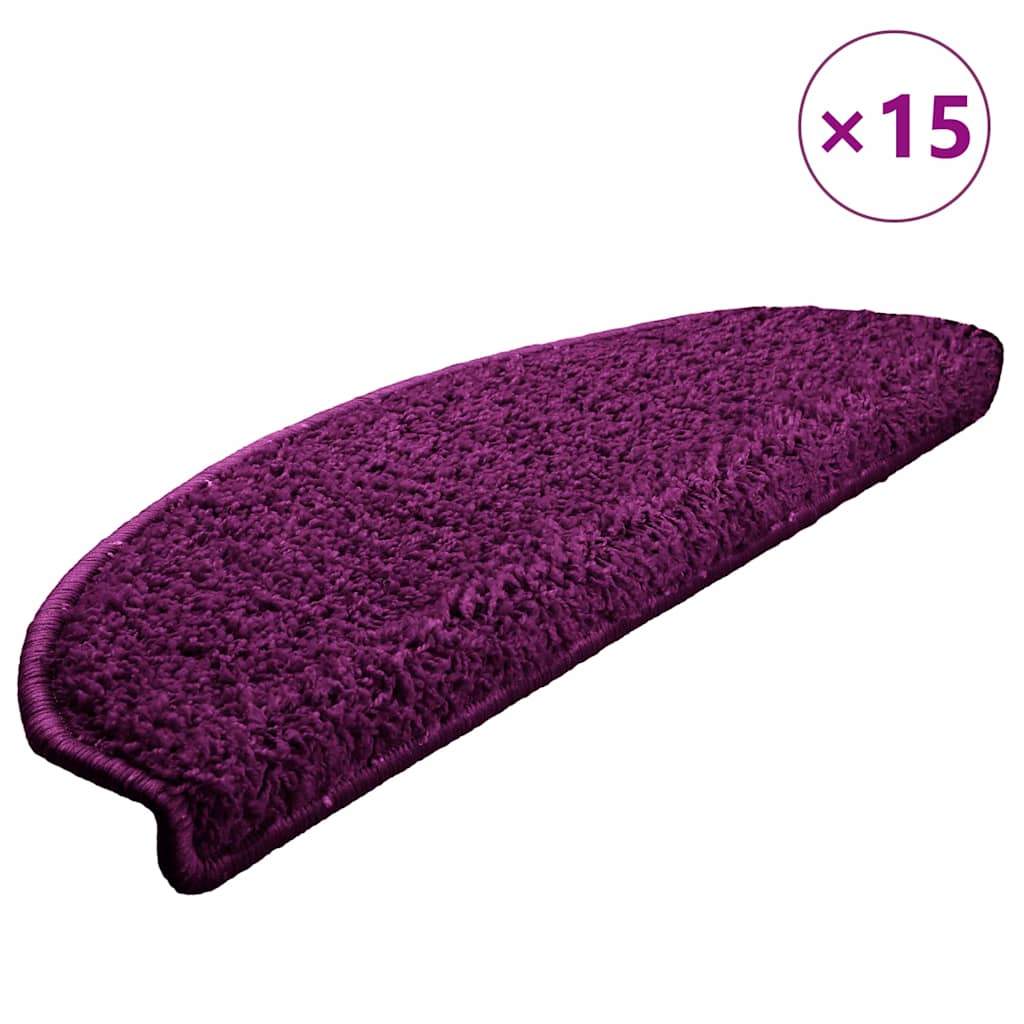 vidaXL Schodové rohože 15 ks 65 x 21 x 4 cm fialové půlkulaté velké