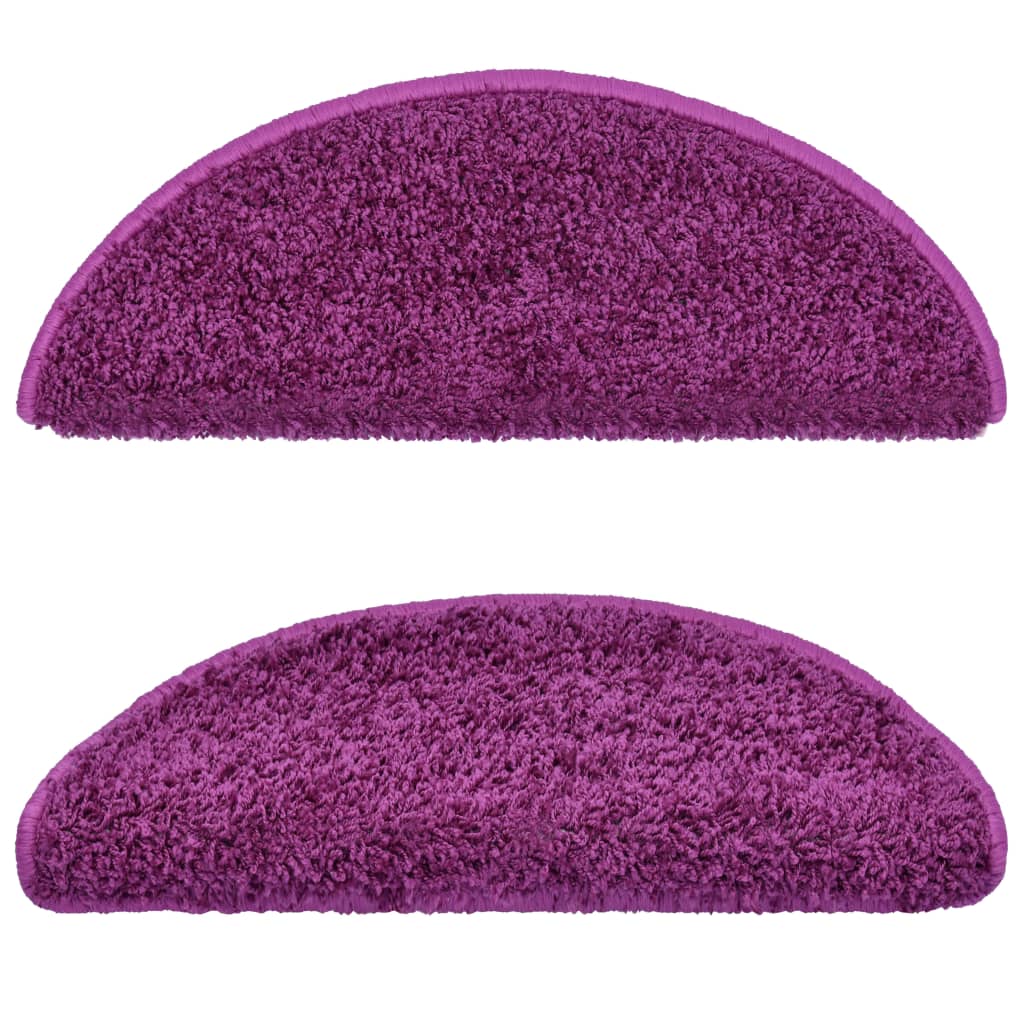 vidaXL kāpņu paklāji, 15 gab., 65x21x4 cm, violeti